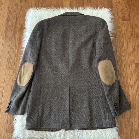 Vintage Wool Tweed Herringbone Blazer Men’s 41L Brown Blue Jacket USA Sport Coat - Picture 2 of 12